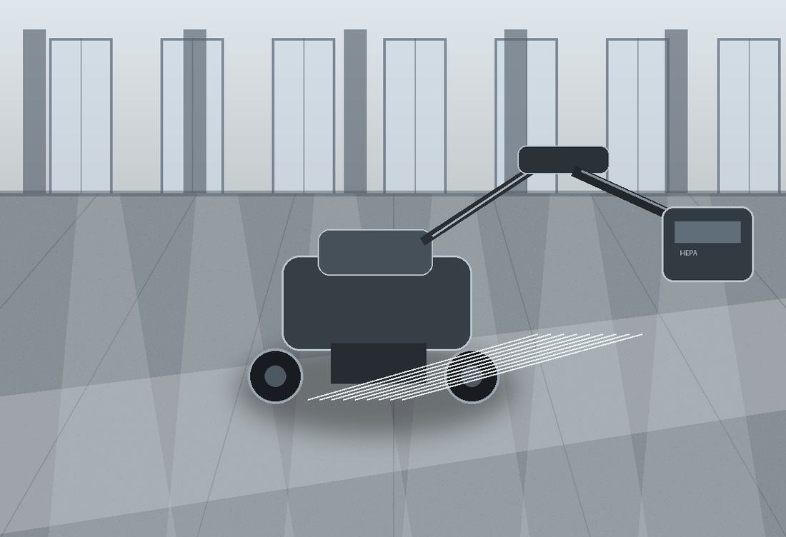 Dust-controlled concrete grinder with HEPA extraction prepping a commercial slab.